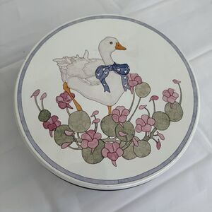 Vtg Eliza Duck Blue Ribbon Shawn Mory McMillion Everything Metal Tin Can RARE 8”